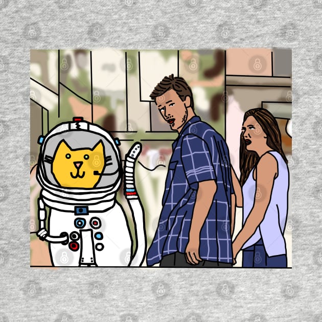 Distracted Boyfriend Meme Space Cat Sci Fi by ellenhenryart